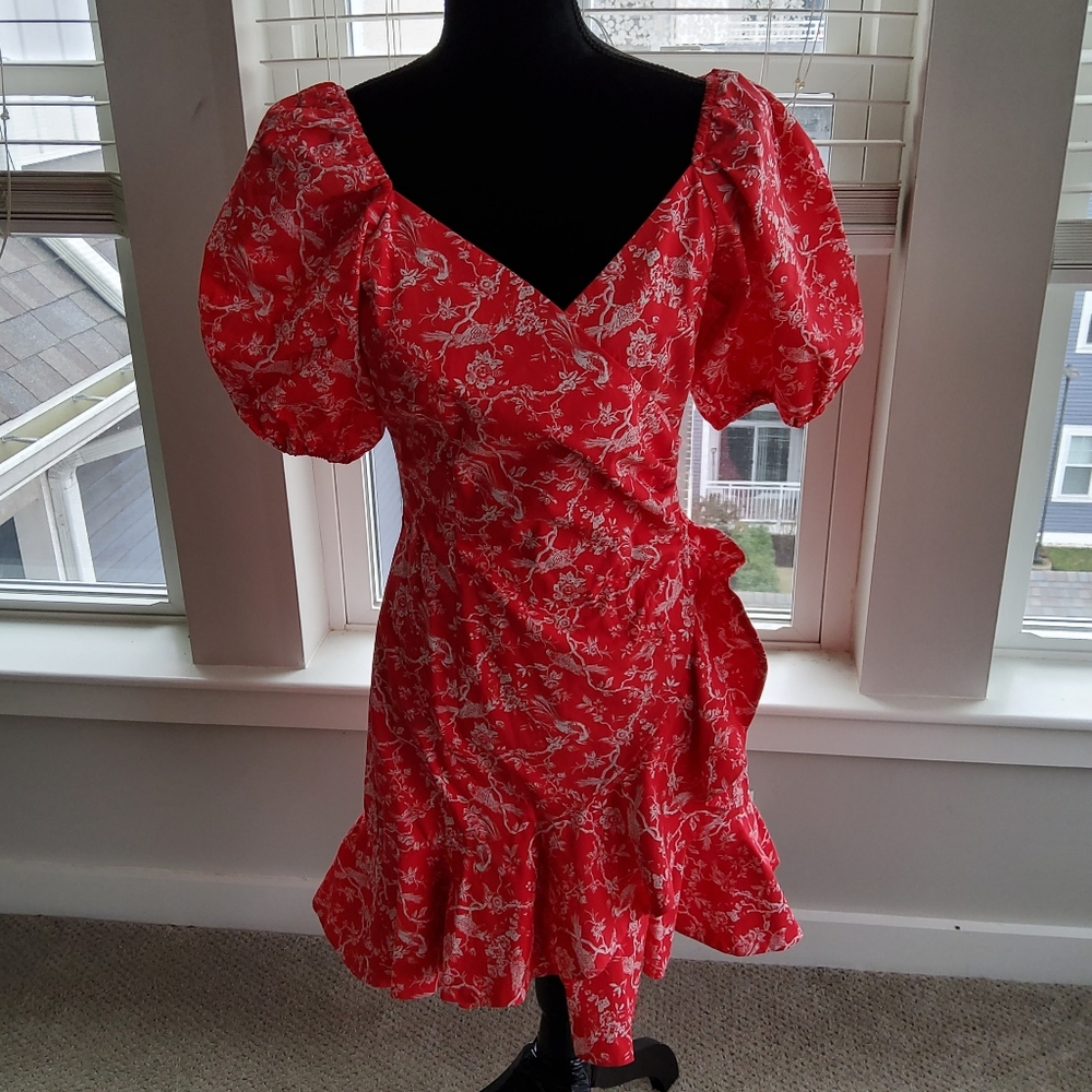 Sachin & Babi Catherine Puff Sleeve Faux Wrap Mini Dress - Picture 2 of 16